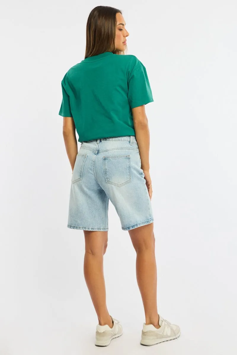 Denim Knee Length Short Mid Rise sold by Ally Fashion product image thumbnail 5