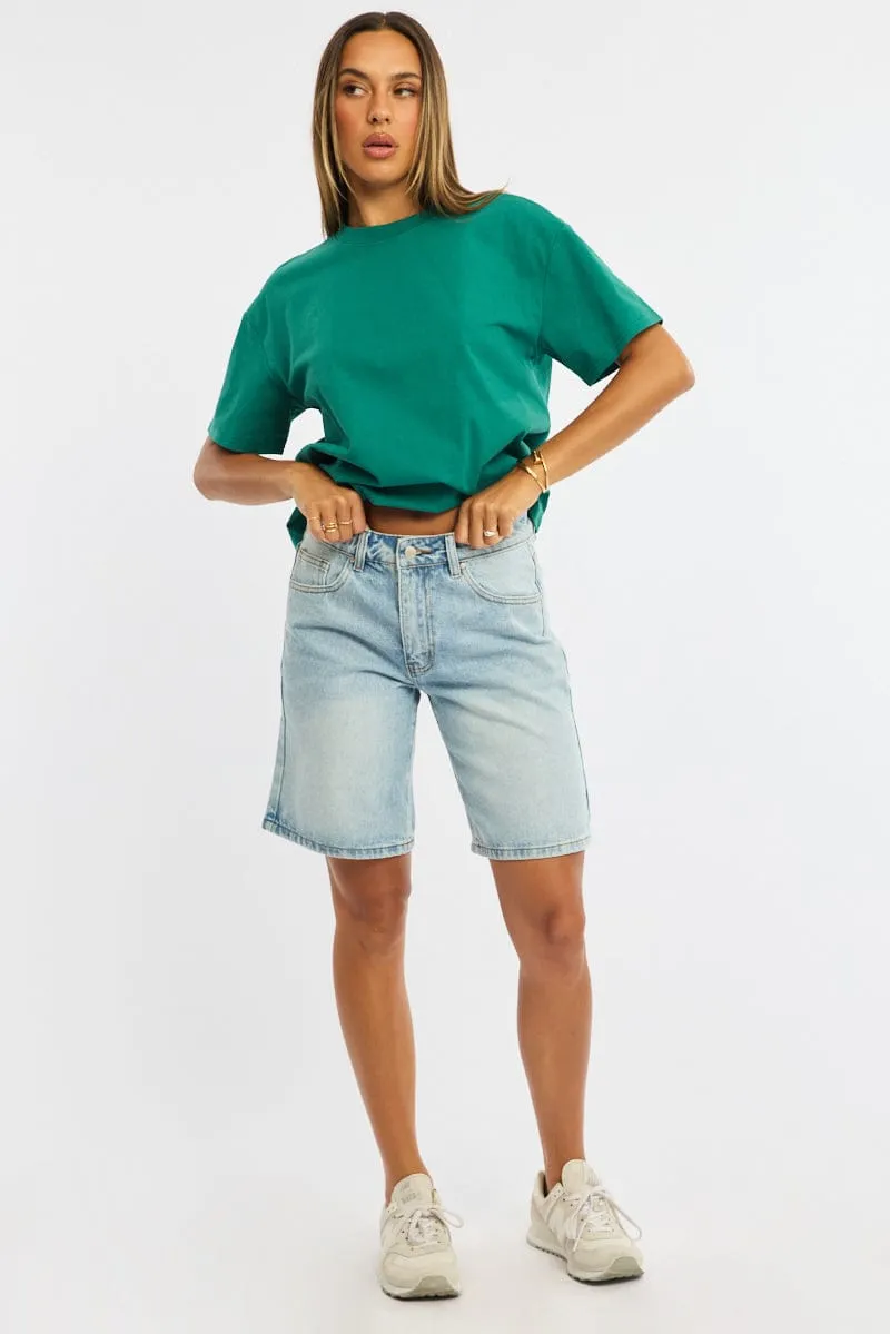 Denim Knee Length Short Mid Rise sold by Ally Fashion product image thumbnail 3