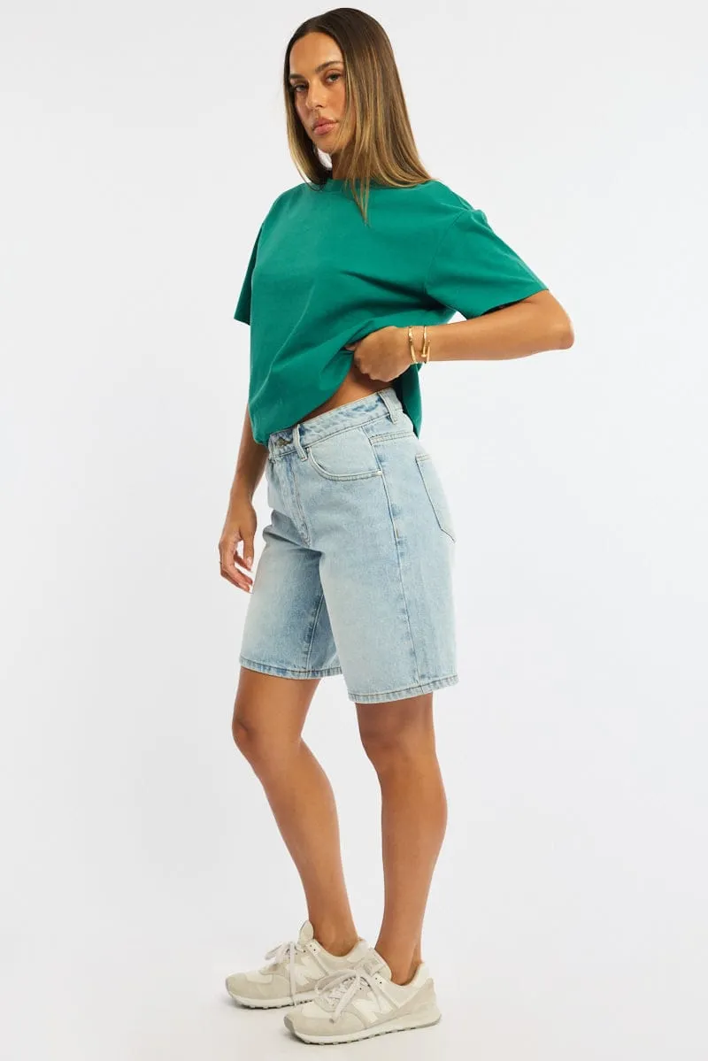 Denim Knee Length Short Mid Rise sold by Ally Fashion product image thumbnail 4