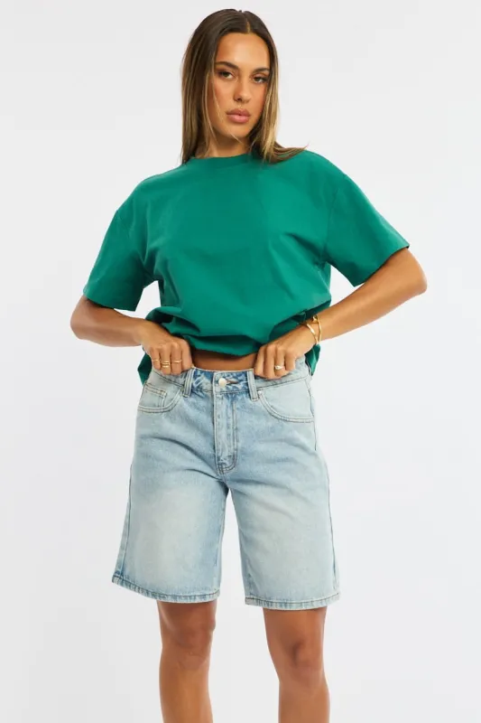 Denim Knee Length Short Mid Rise sold by Ally Fashion