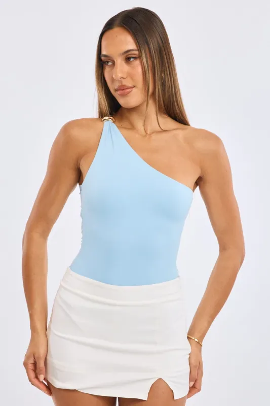 Blue One Shoulder Bodysuit sold by Ally Fashion