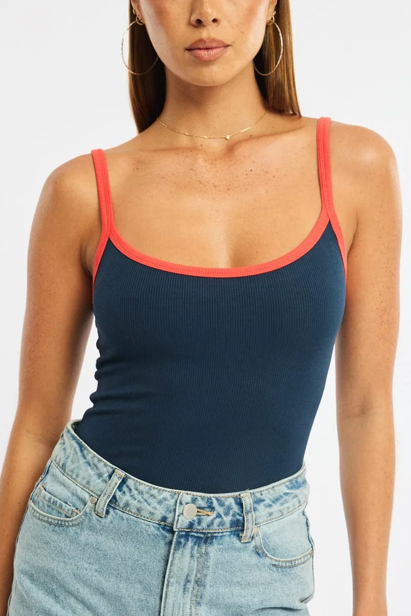 Blue Tank Top Sleeveless Rib sold by Ally Fashion product image thumbnail 5