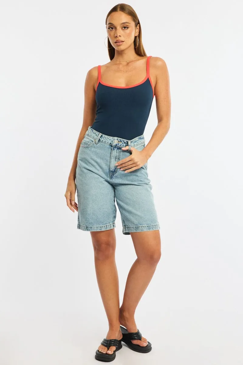 Blue Tank Top Sleeveless Rib sold by Ally Fashion product image thumbnail 2