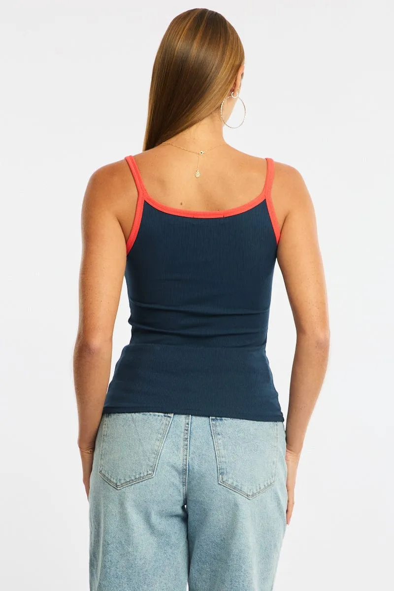 Blue Tank Top Sleeveless Rib sold by Ally Fashion product image thumbnail 4