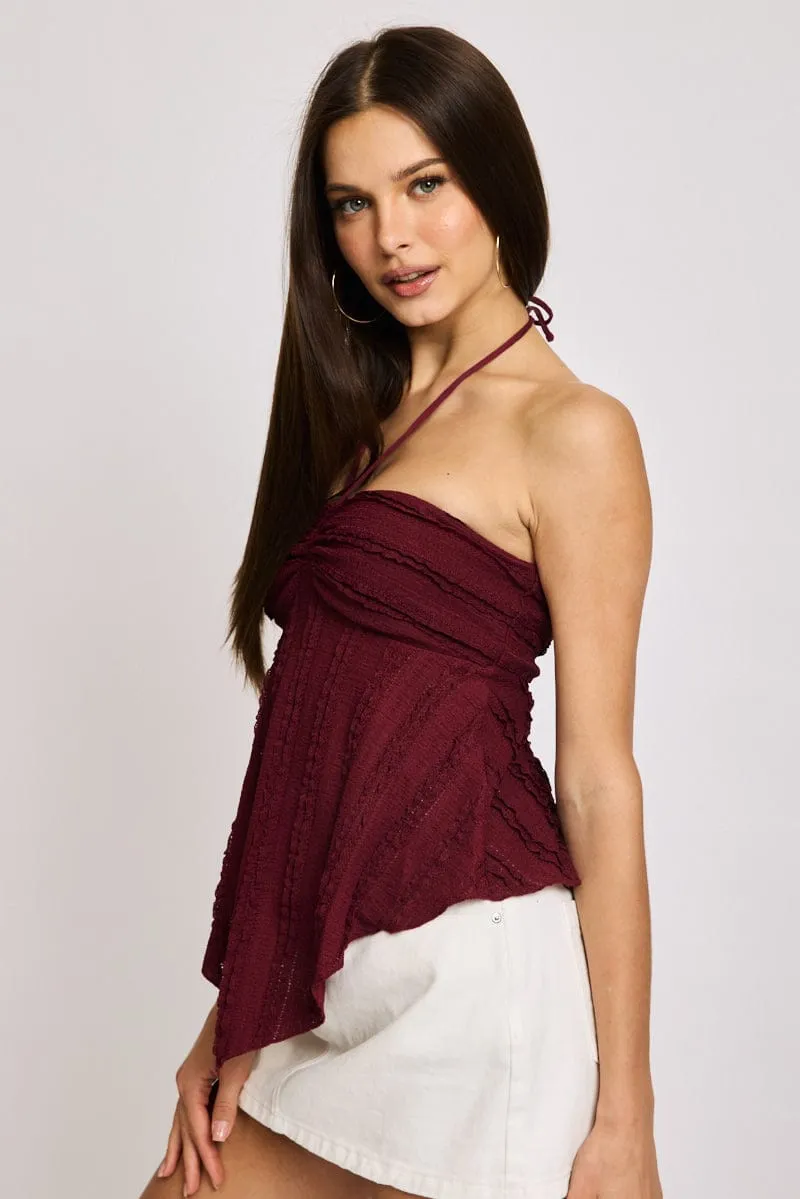 Red Halter Top Sleeveless sold by Ally Fashion product image thumbnail 3