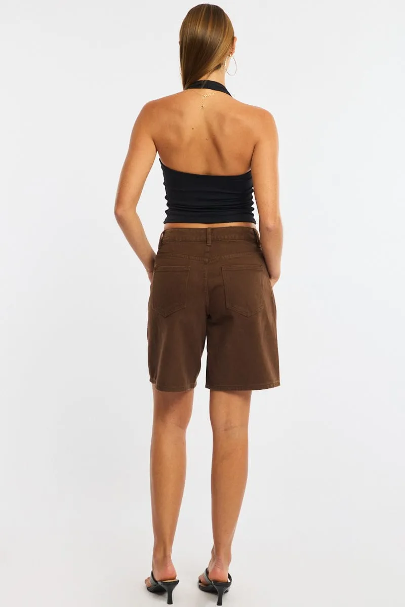 Brown Jorts Mid Rise sold by Ally Fashion product image thumbnail 5
