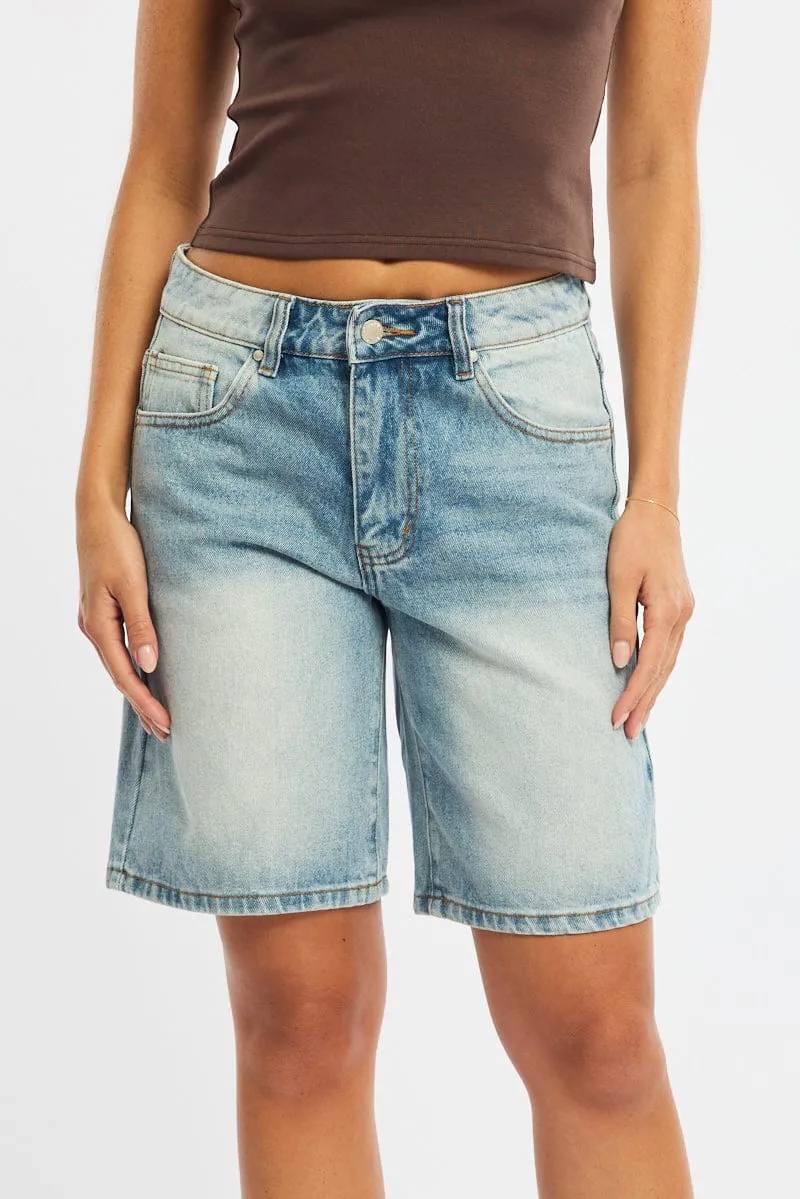 Denim Knee Length Short Mid Rise sold by Ally Fashion product image thumbnail 2