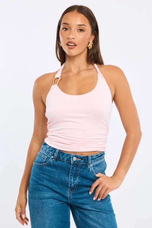 Pink Halter Neck Top sold by Ally Fashion
