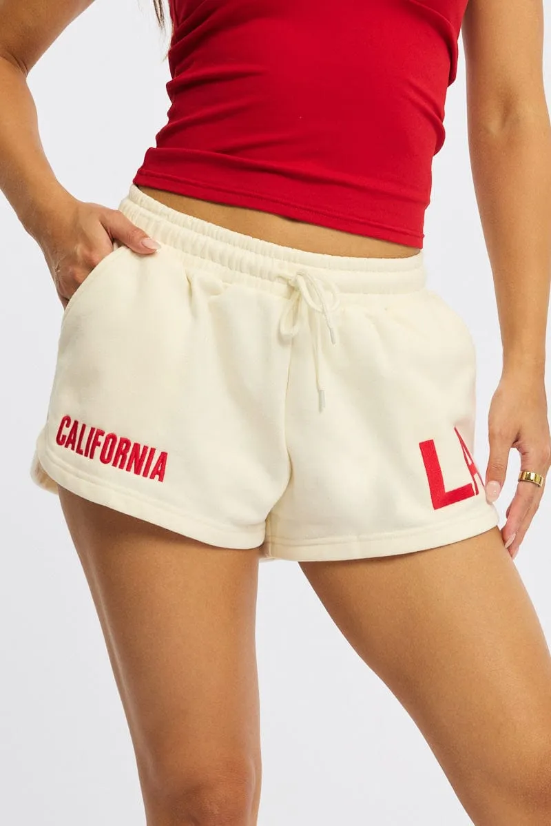 White Track Shorts Elasticated Waist sold by Ally Fashion product image thumbnail 2