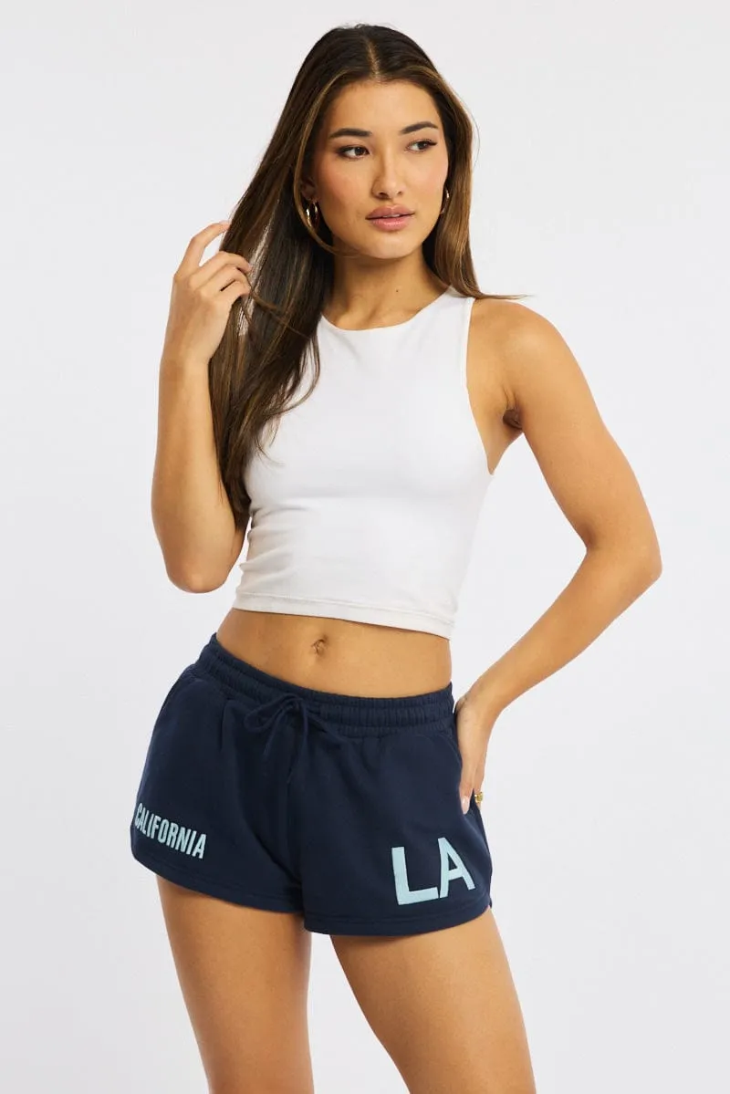 Blue Track Shorts Elasticated Waist sold by Ally Fashion