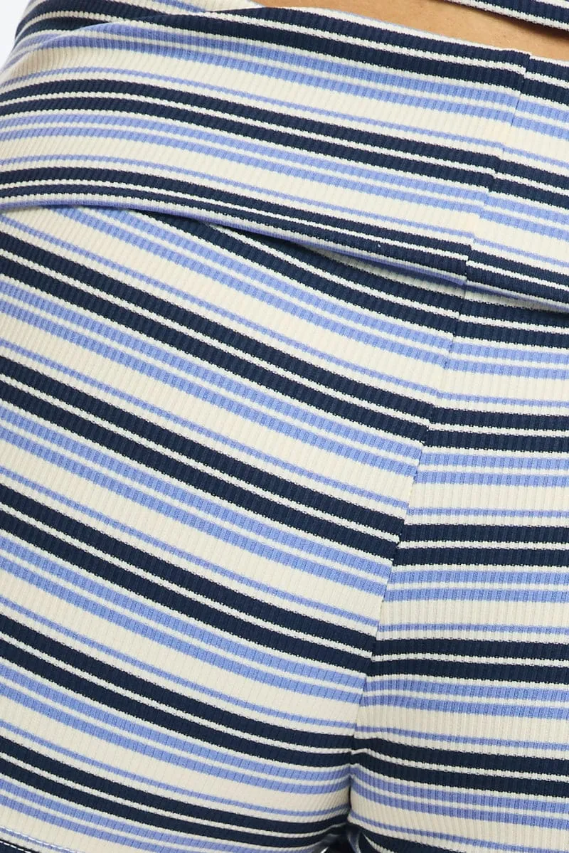 Blue Stripe Shorts Folded Waist sold by Ally Fashion product image thumbnail 5