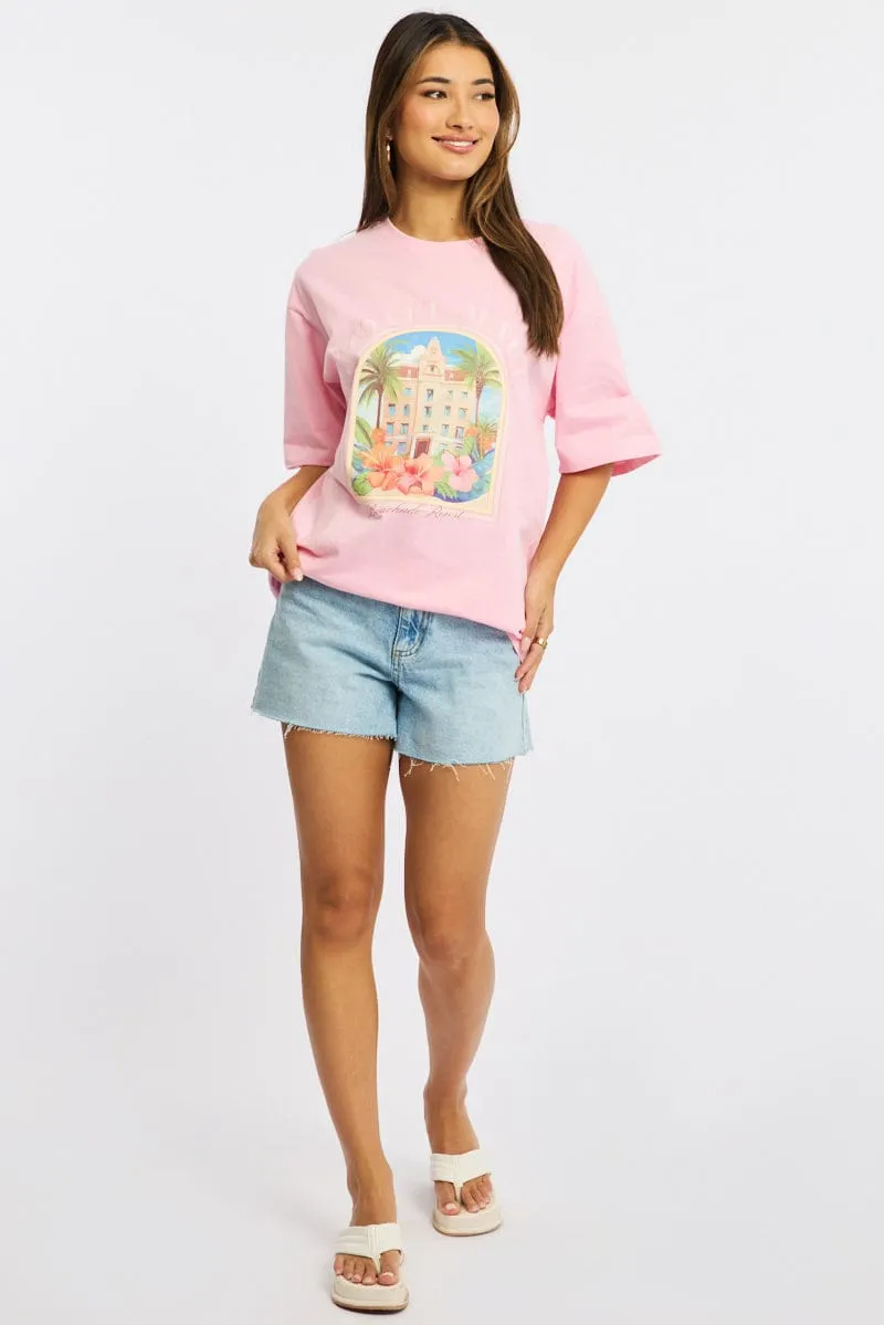 Pink Graphic Tee Short Sleeve sold by Ally Fashion product image thumbnail 2