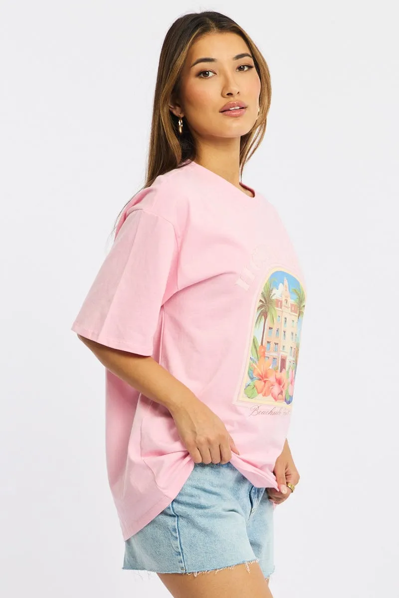 Pink Graphic Tee Short Sleeve sold by Ally Fashion product image thumbnail 3