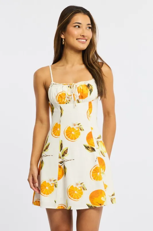 Orange Abstract Mini Dress Strappy sold by Ally Fashion