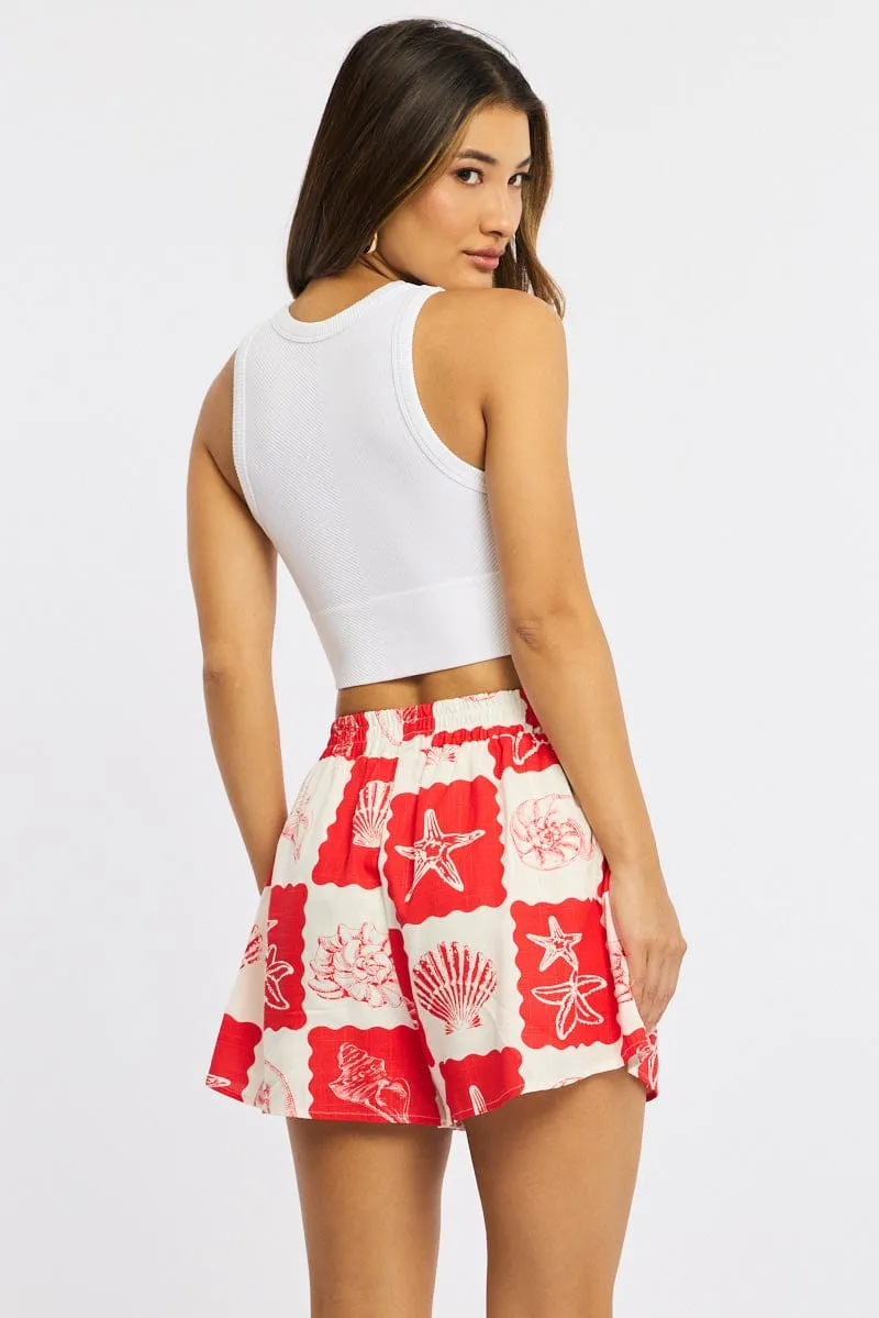 Red Abstract Shorts High Rise sold by Ally Fashion product image thumbnail 5