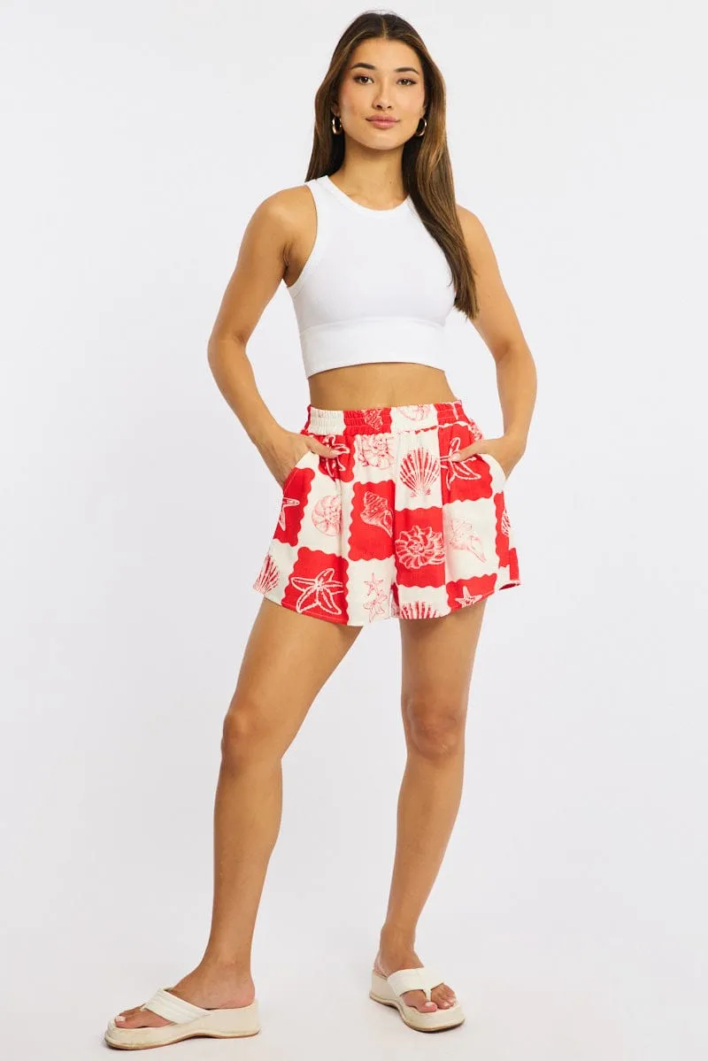 Red Abstract Shorts High Rise sold by Ally Fashion product image thumbnail 3