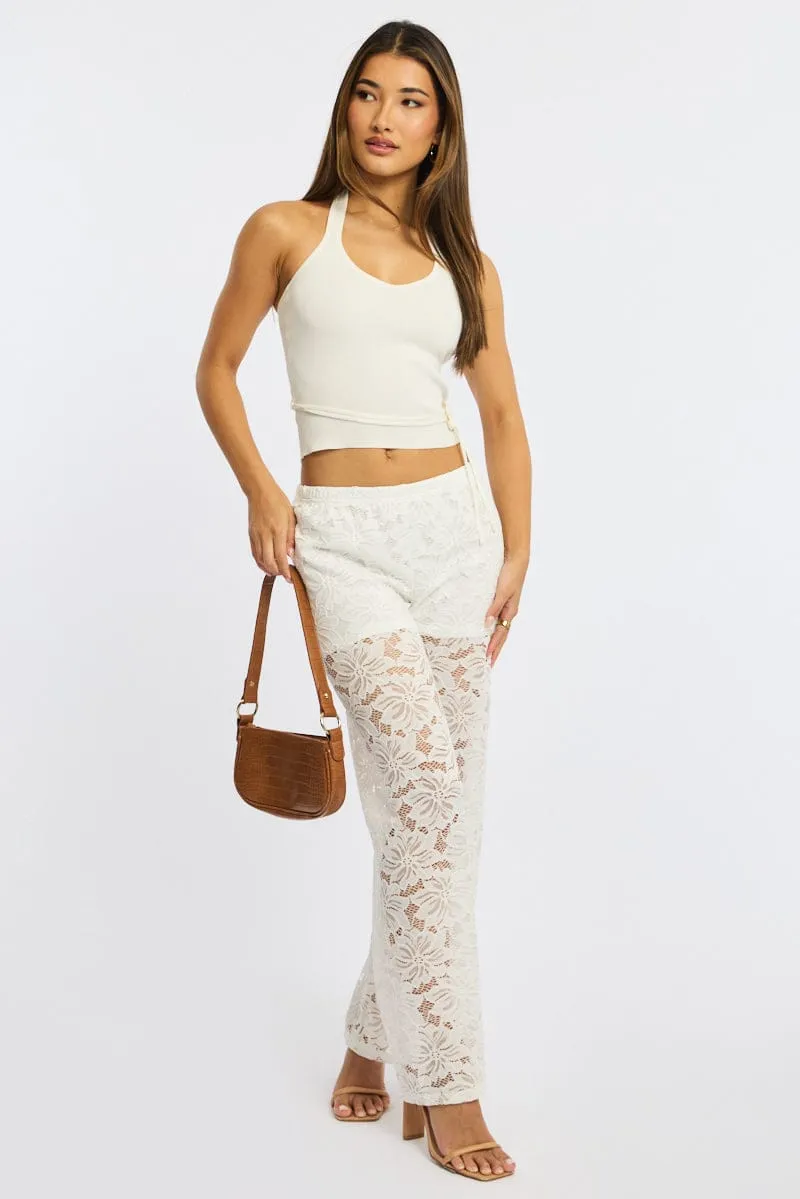 White Halter Knit Top Buckled Waist sold by Ally Fashion product image thumbnail 2