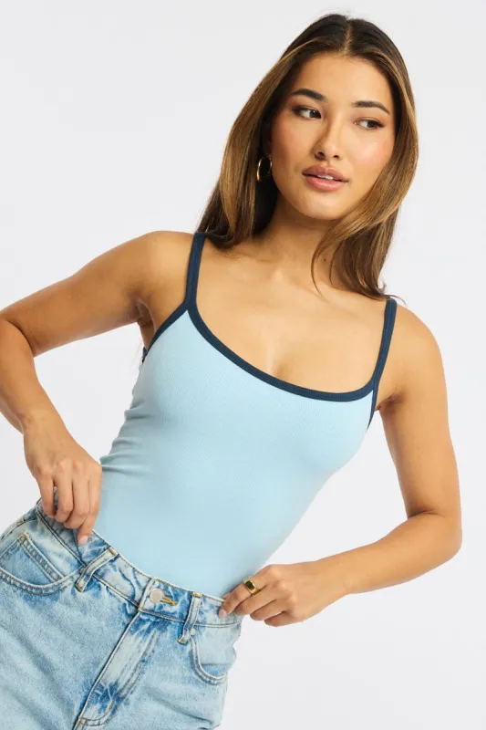 Blue Tank Top Sleeveless Rib sold by Ally Fashion
