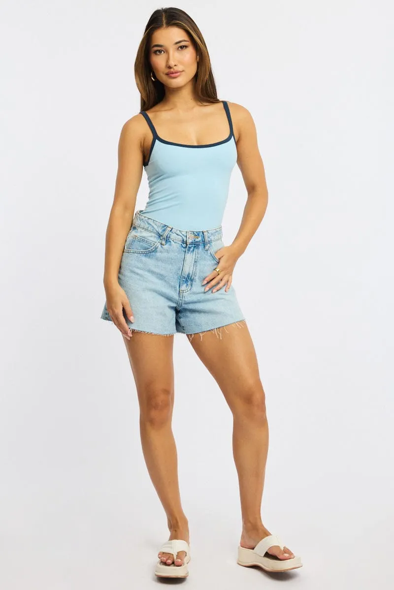 Blue Tank Top Sleeveless Rib sold by Ally Fashion product image thumbnail 2
