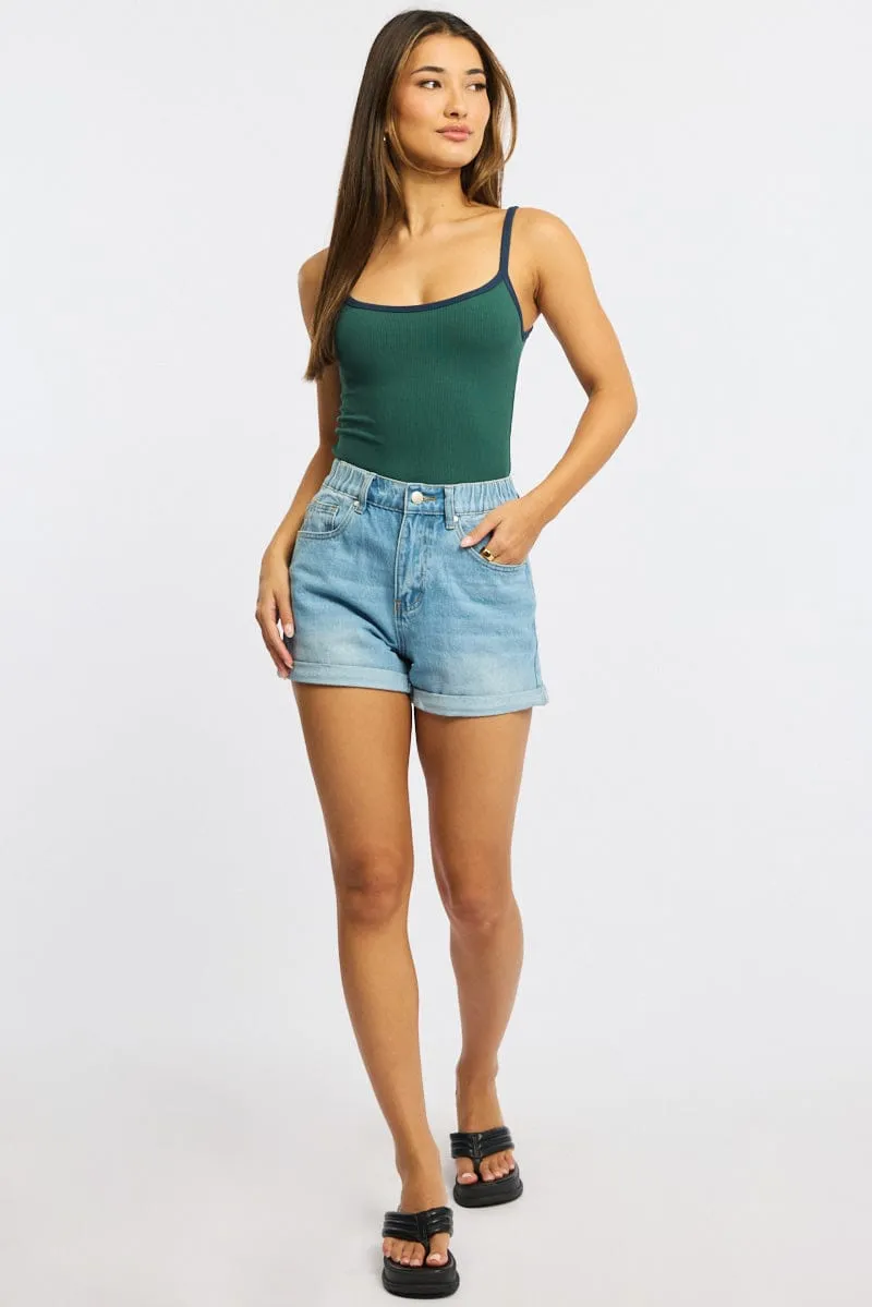 Green Tank Top Sleeveless Rib sold by Ally Fashion product image thumbnail 2