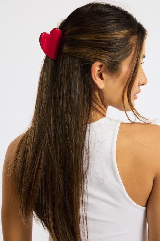 Red Heart Hair Claw Clip sold by Ally Fashion