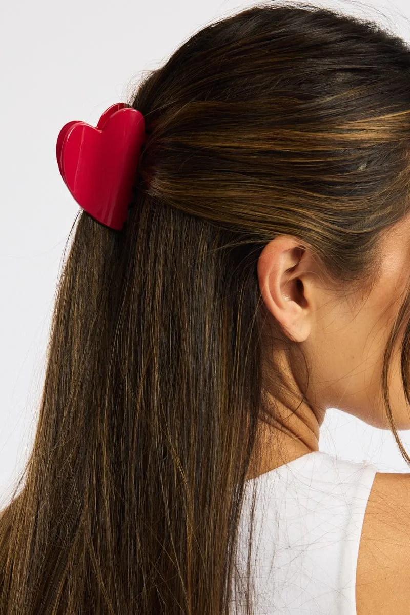 Red Heart Hair Claw Clip sold by Ally Fashion product image thumbnail 2