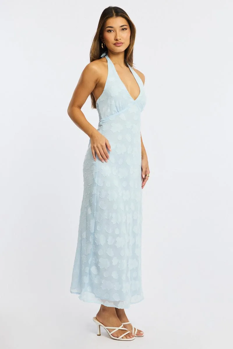 Blue Midi Dress Halter Neck sold by Ally Fashion product image thumbnail 3