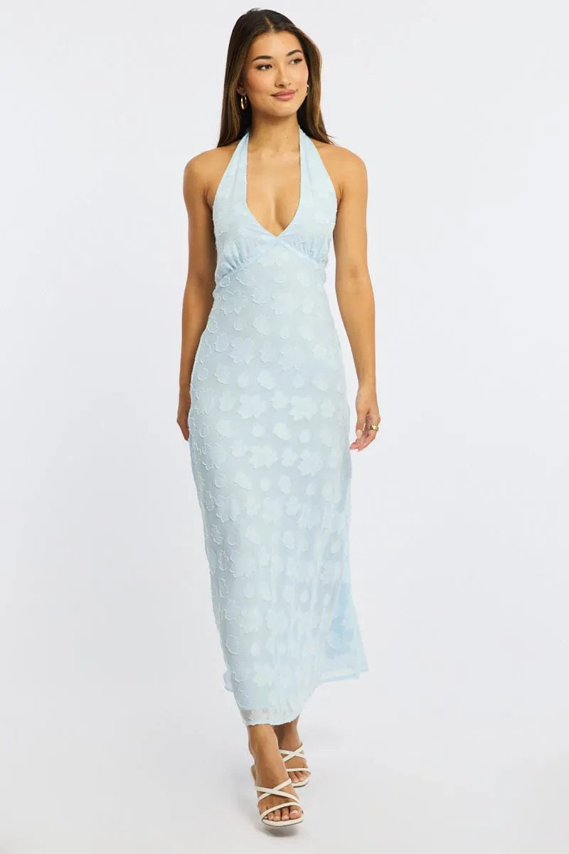 Blue Midi Dress Halter Neck sold by Ally Fashion