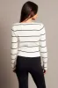 Beige Stripe Fitted Cardigan Long Sleeve Round Neck Stripe sold by Ally Fashion