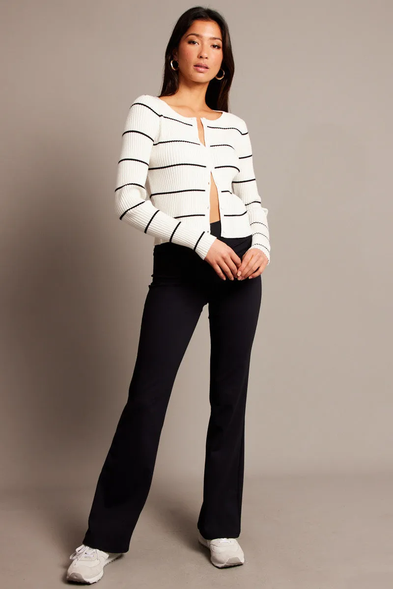 Beige Stripe Fitted Cardigan Long Sleeve Round Neck Stripe sold by Ally Fashion product image thumbnail 2