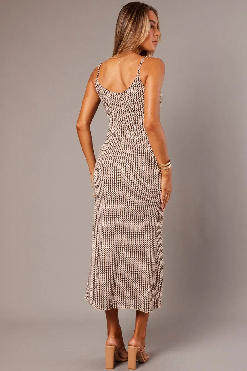 Brown Geo Maxi Dress Strappy sold by Ally Fashion product image thumbnail 5