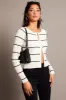 Beige Stripe Fitted Cardigan Long Sleeve Round Neck Stripe sold by Ally Fashion