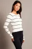 Beige Stripe Fitted Cardigan Long Sleeve Round Neck Stripe sold by Ally Fashion