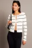 Beige Stripe Fitted Cardigan Long Sleeve Round Neck Stripe sold by Ally Fashion