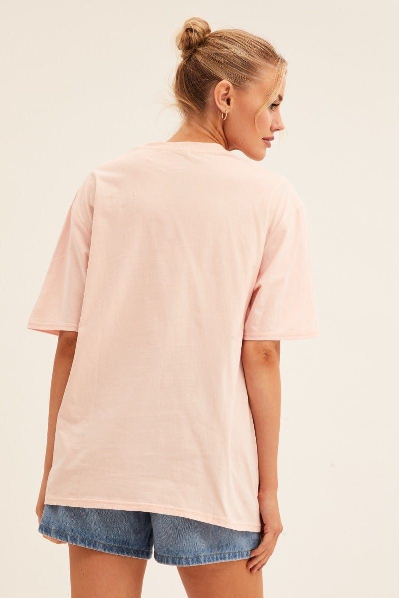 Pink Graphic T Shirt Short Sleeve Crew Neck sold by Ally Fashion product image thumbnail 5