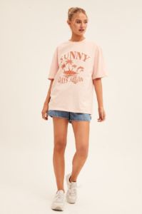 Pink Graphic T Shirt Short Sleeve Crew Neck sold by Ally Fashion