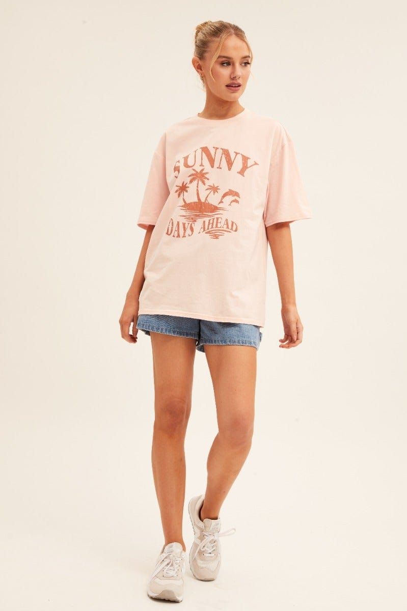 Pink Graphic T Shirt Short Sleeve Crew Neck sold by Ally Fashion product image thumbnail 2