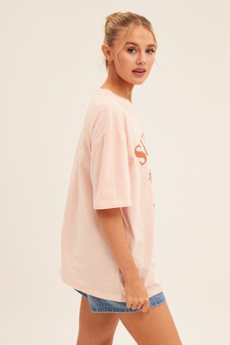 Pink Graphic T Shirt Short Sleeve Crew Neck sold by Ally Fashion product image thumbnail 4