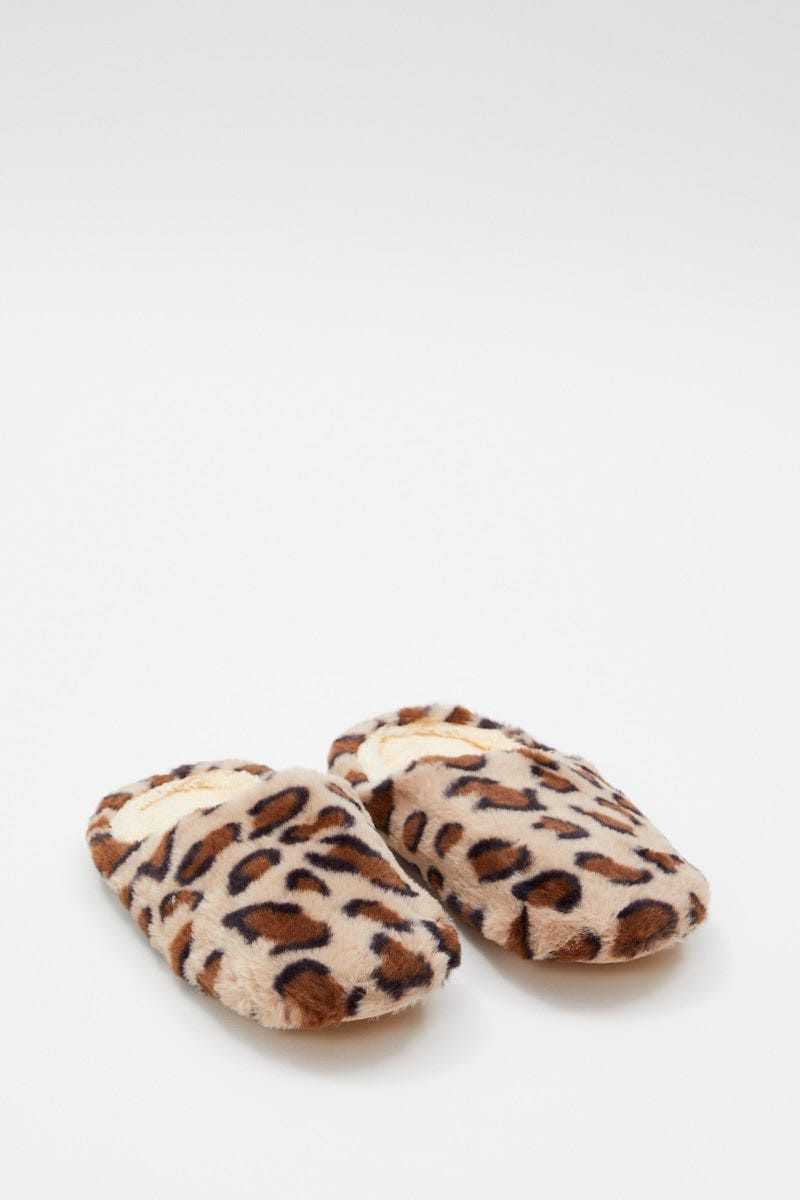 Print Plush Faux Fur Leopard Mule Slippers sold by Ally Fashion product image thumbnail 2
