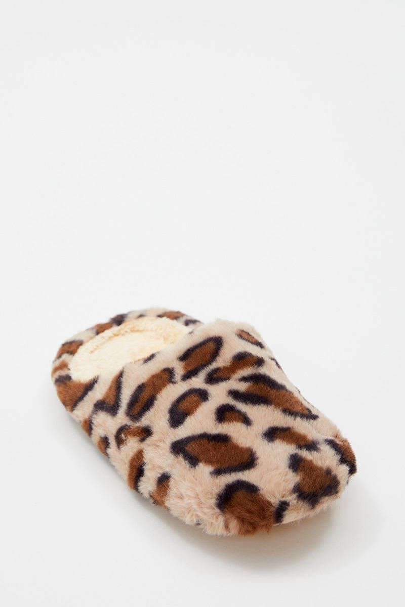 Print Plush Faux Fur Leopard Mule Slippers sold by Ally Fashion product image thumbnail 4