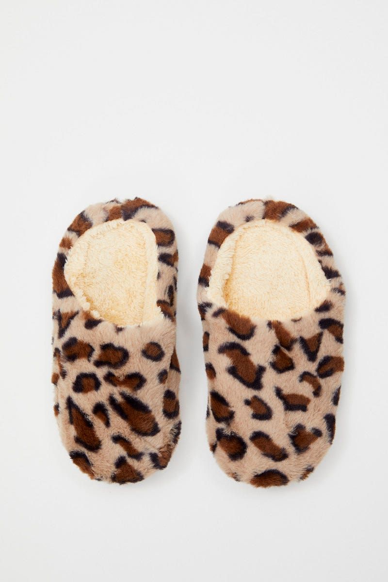 Print Plush Faux Fur Leopard Mule Slippers sold by Ally Fashion product image thumbnail 3