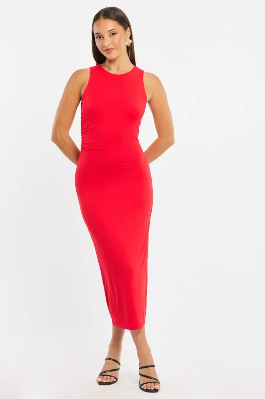 Red Bodycon Dress Round Neck Sleeveless sold by Ally Fashion