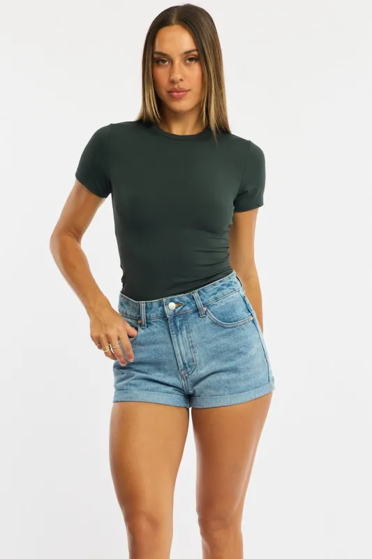 Denim Relaxed Shorts Mid Rise sold by Ally Fashion