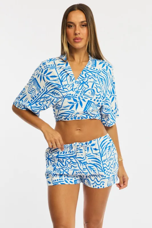 Blue Abstract Shorts Mid Rise sold by Ally Fashion