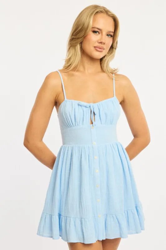 Blue Fit And Flare Dress Mini sold by Ally Fashion