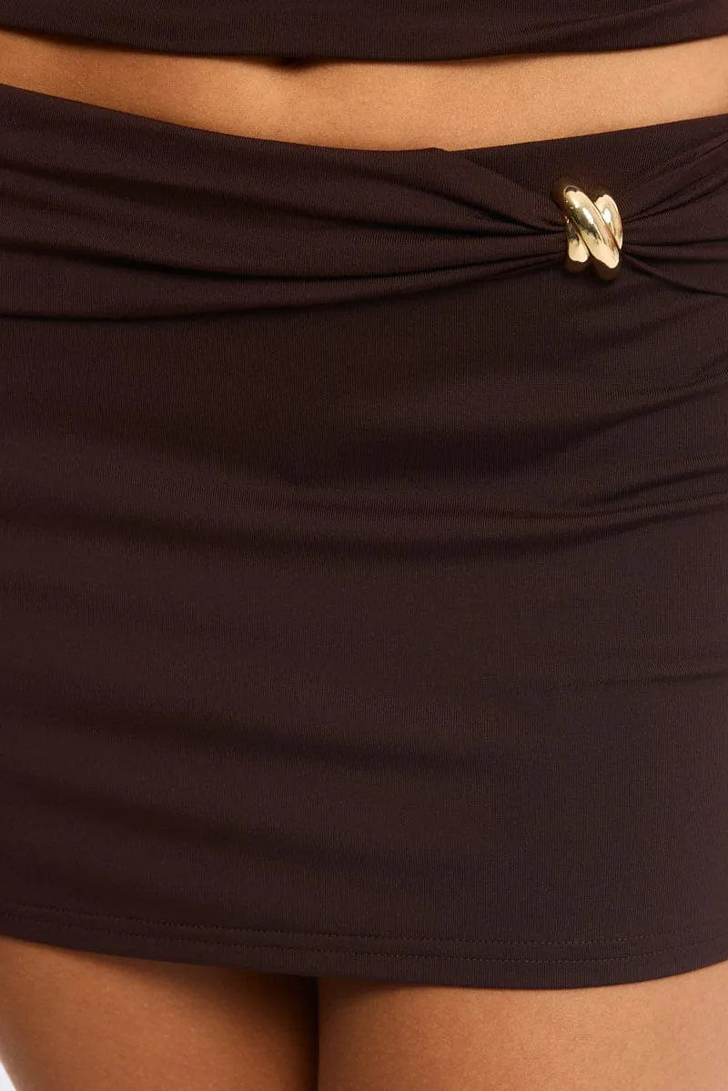 Brown Hardware Mini Skort Mid Rise Supersoft sold by Ally Fashion product image thumbnail 5