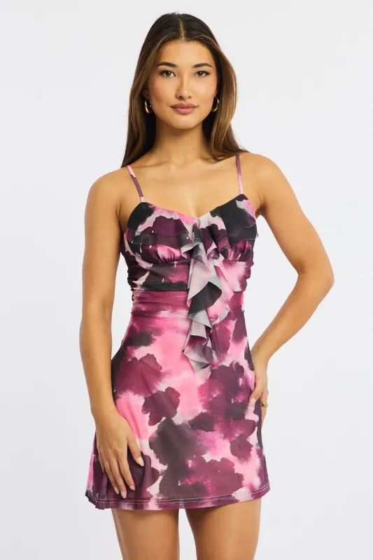 Purple Abstract Mini Dress Mesh sold by Ally Fashion