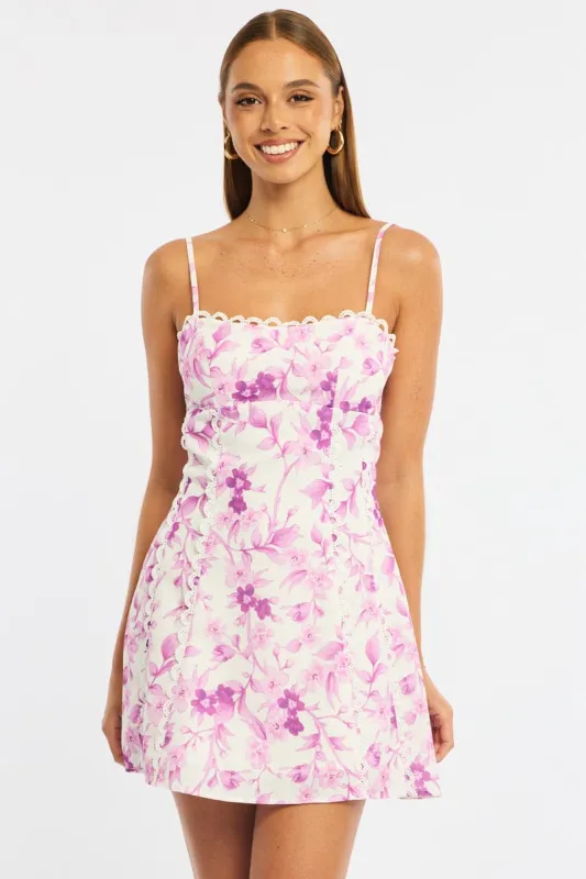 Pink Floral Mini Dress Strappy sold by Ally Fashion