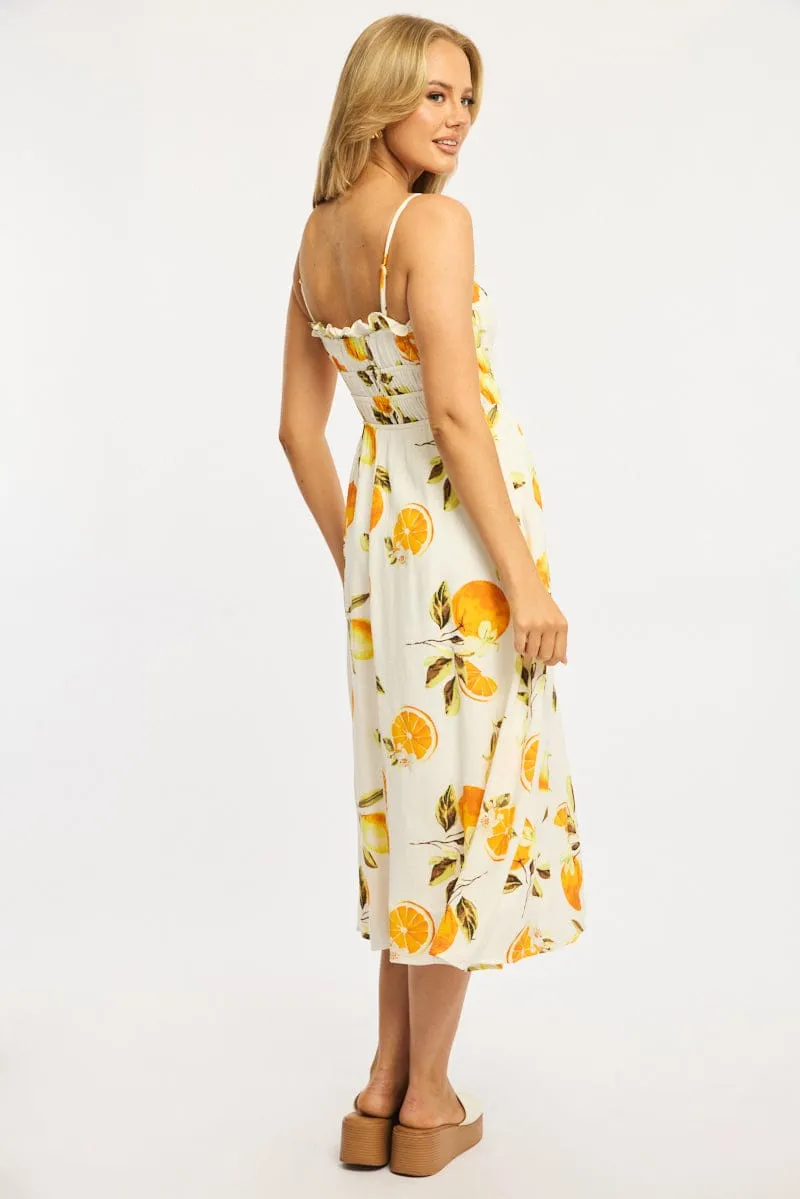 Orange Abstract Midi Dress Ribbon Detail Strappy sold by Ally Fashion product image thumbnail 4