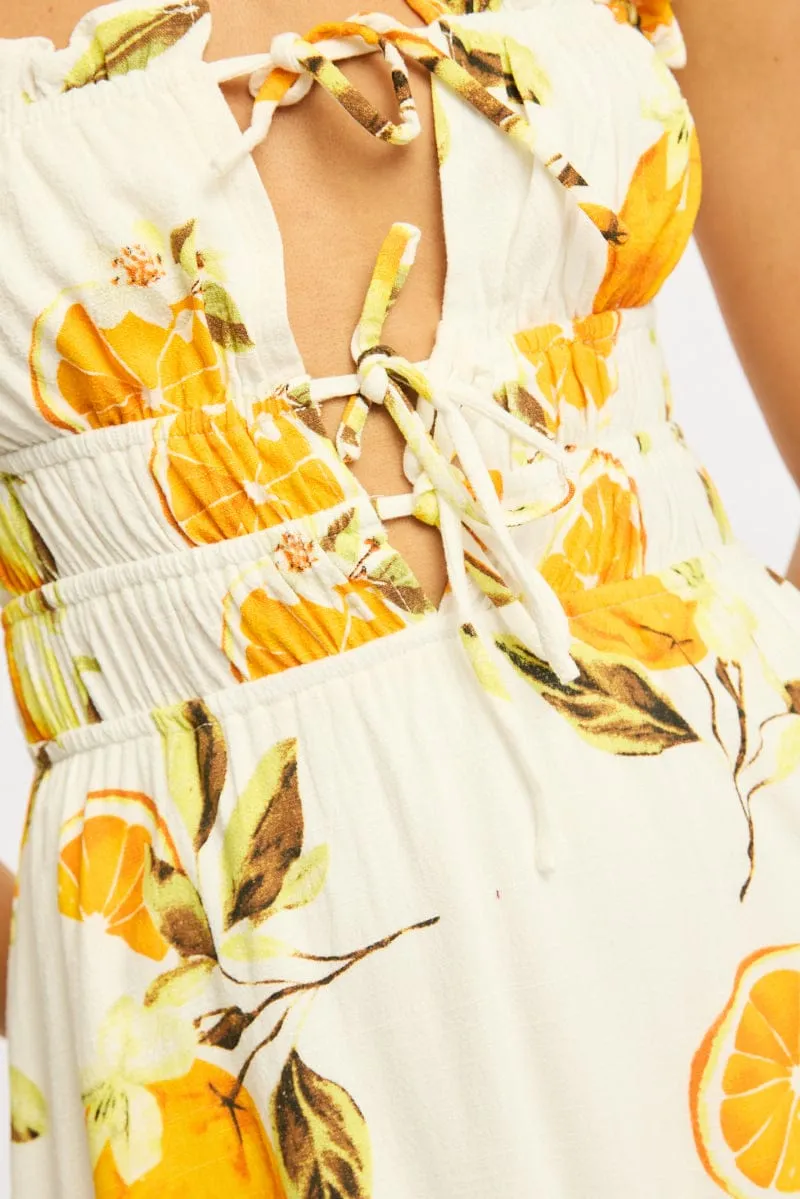 Orange Abstract Midi Dress Ribbon Detail Strappy sold by Ally Fashion product image thumbnail 5